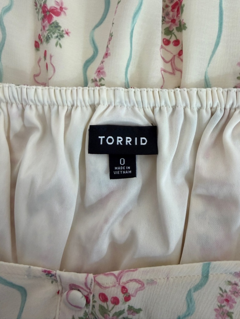 Torrid Ruffle Cinched Blouse Cream Floral Peplum Top - Picture 11 of 13